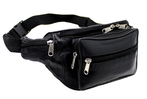 Marsupio grande pelle nera - pelle,